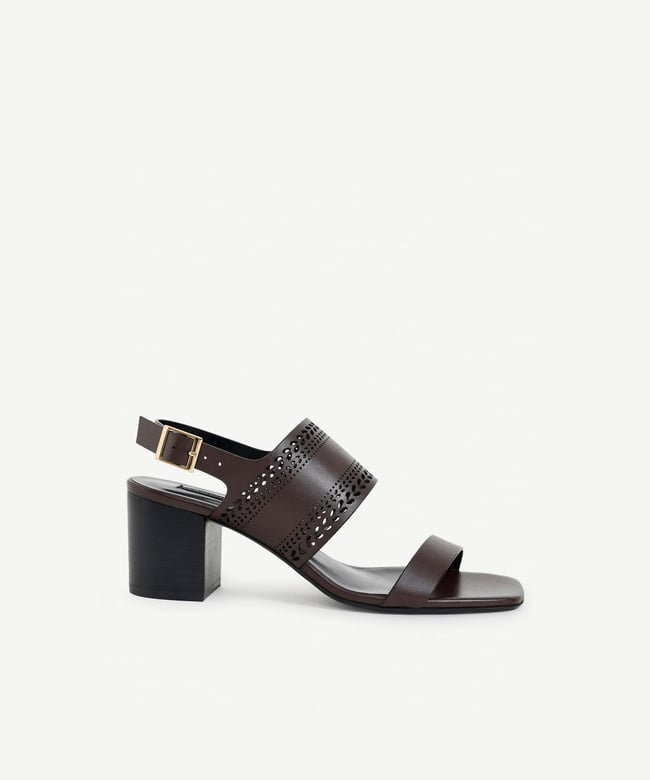  YARGICI Lazer Kesim Deri Topuklu Ayakkabı