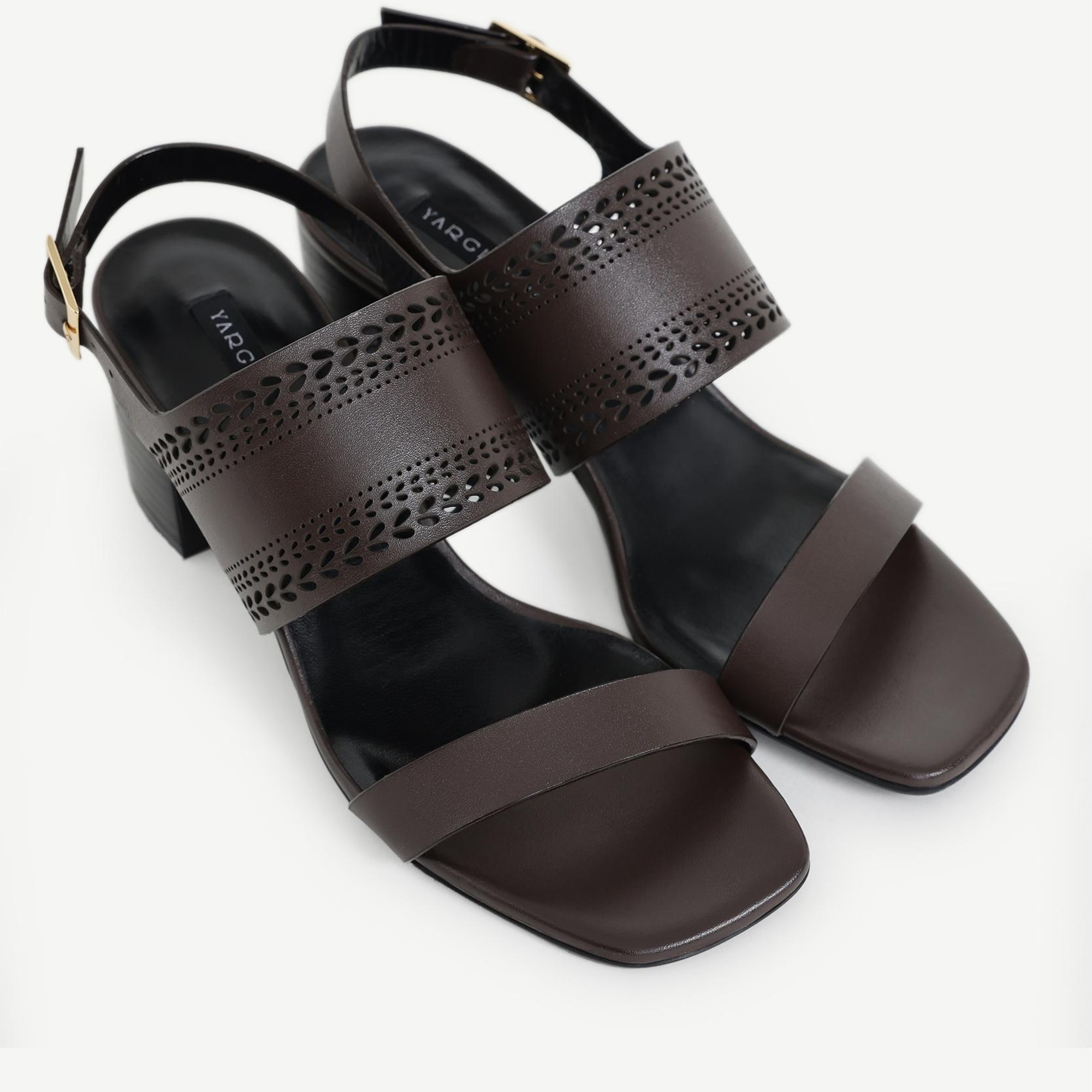 Lazer Kesim Deri Topuklu Ayakkabı