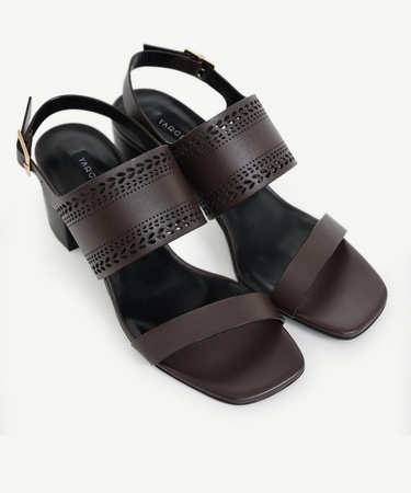  Lazer Kesim Deri Topuklu Ayakkabı