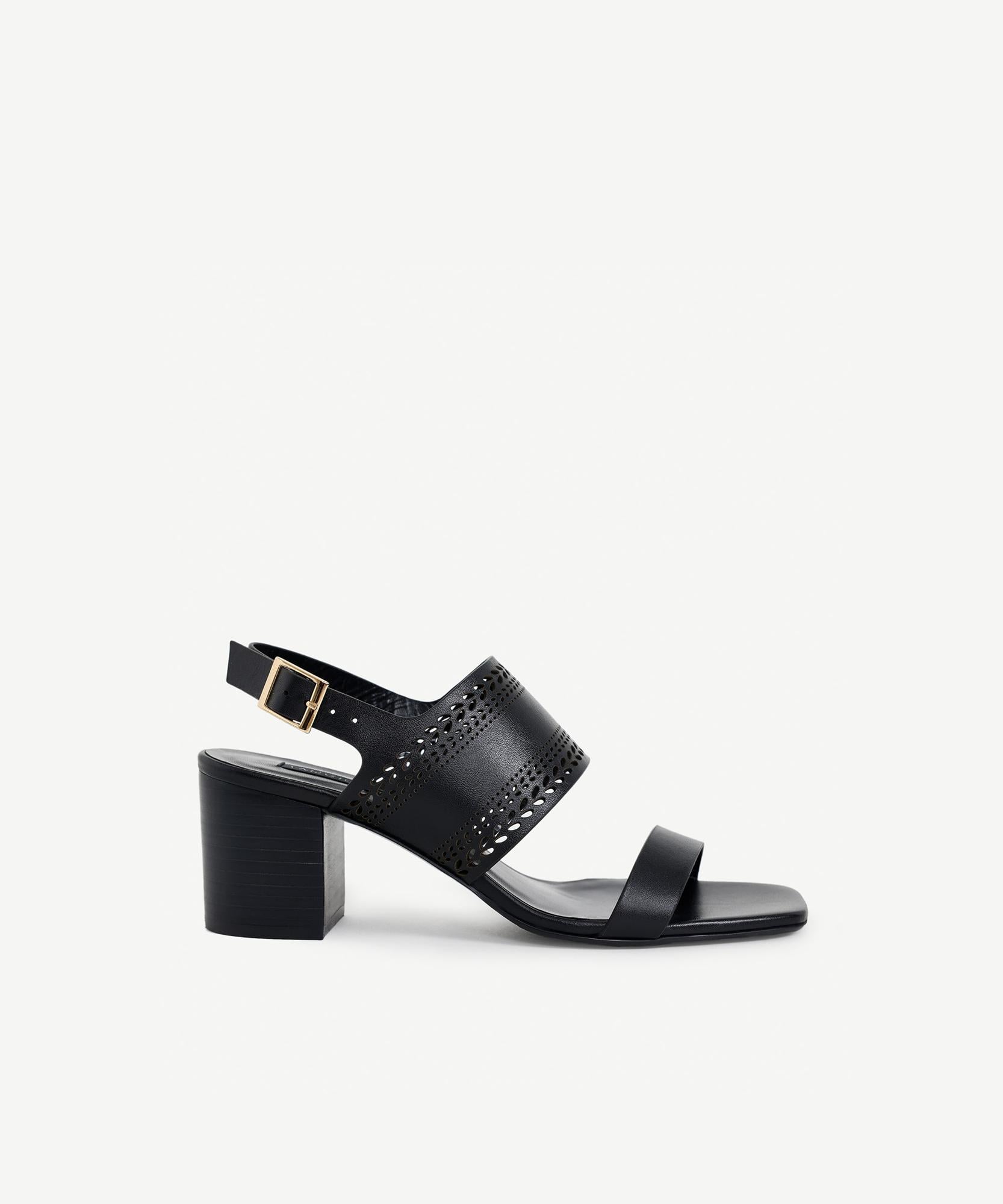  YARGICI Lazer Kesim Deri Topuklu Ayakkabı