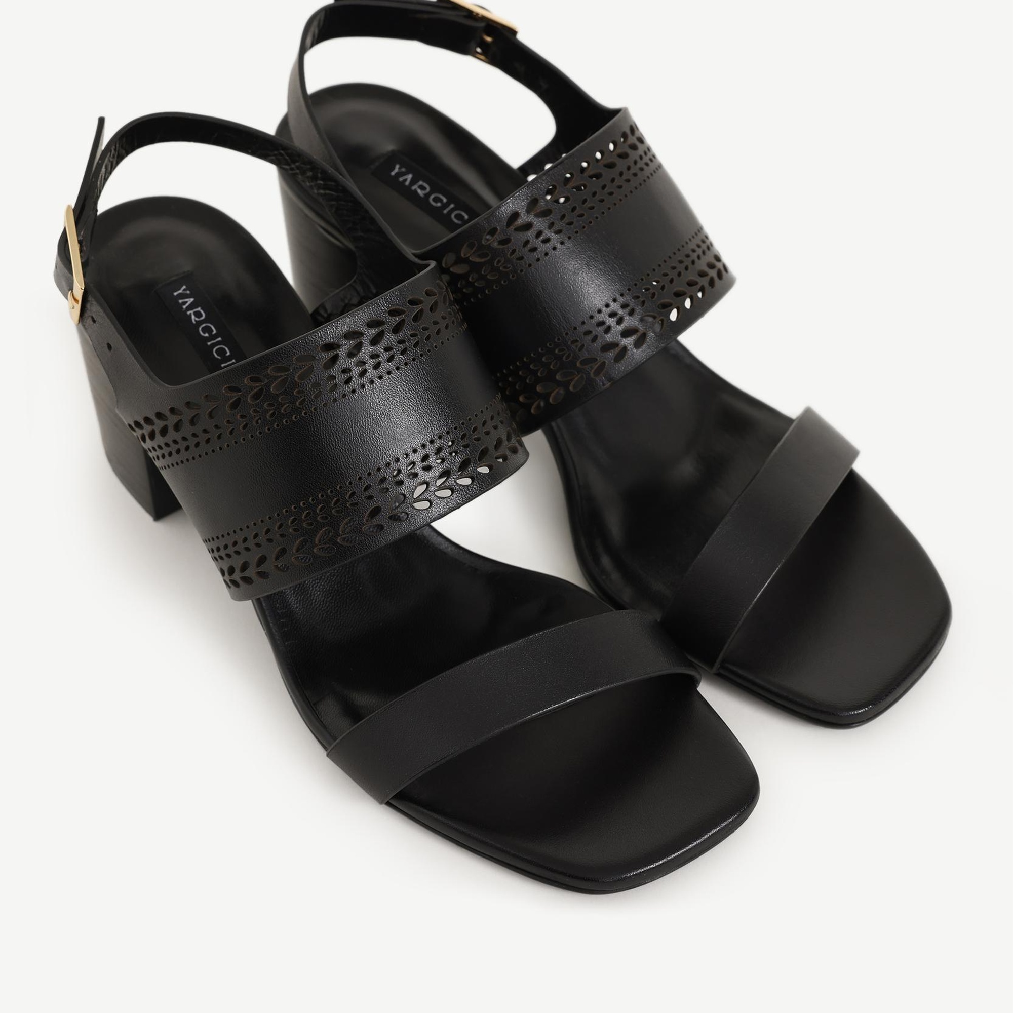 YARGICI Lazer Kesim Deri Topuklu Ayakkabı