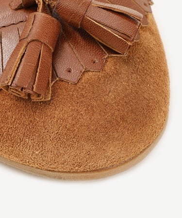  YARGICI Püskül Detaylı Deri Babet