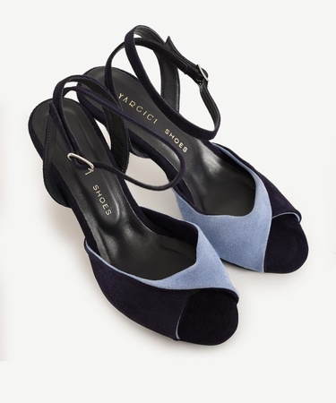  YARGICI Çapraz Renk Detaylı Deri Topuklu Ayakkabı