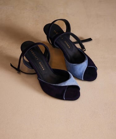  YARGICI Çapraz Renk Detaylı Deri Topuklu Ayakkabı