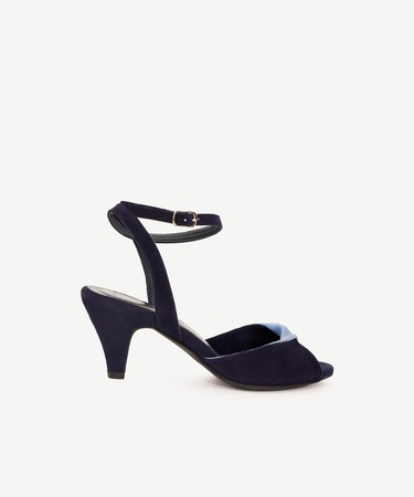  YARGICI Çapraz Renk Detaylı Deri Topuklu Ayakkabı