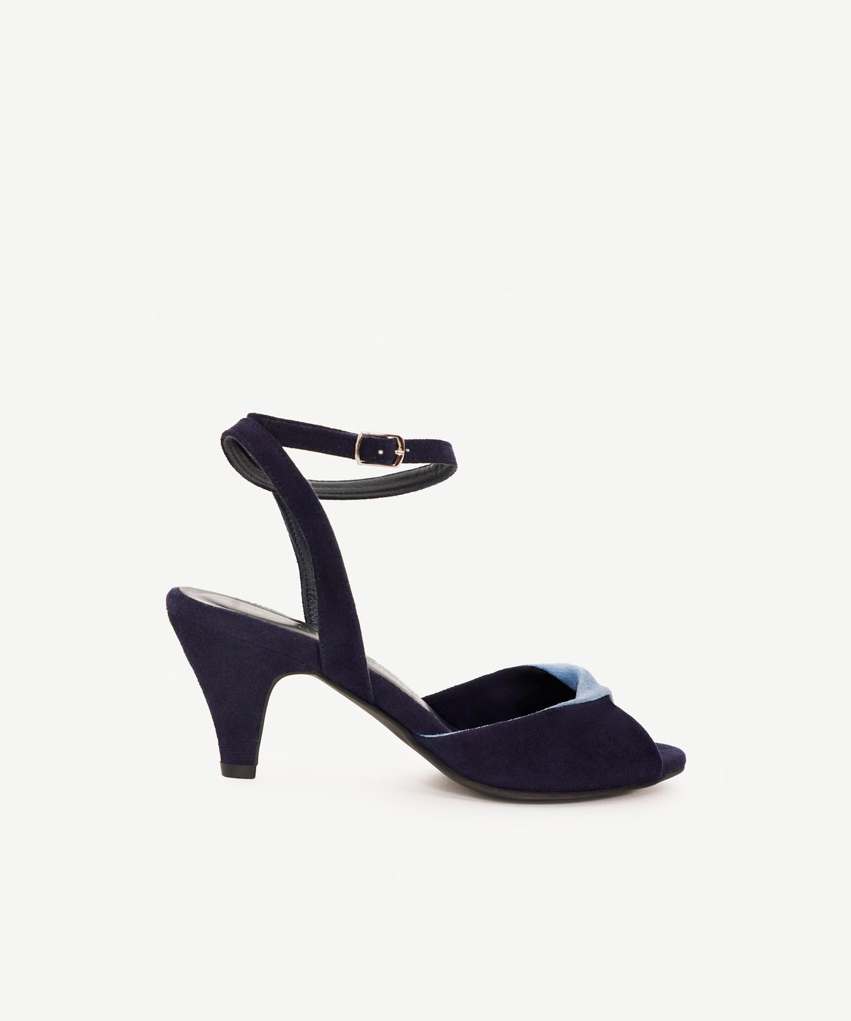  YARGICI Çapraz Renk Detaylı Deri Topuklu Ayakkabı