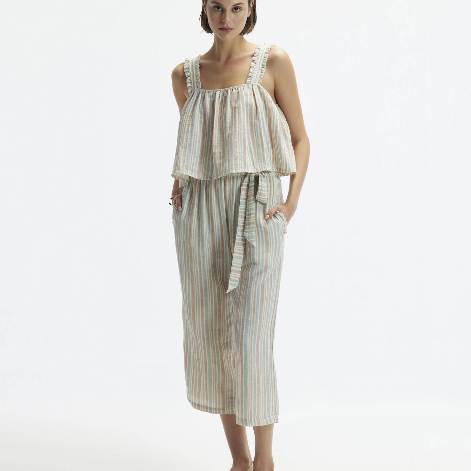 YARGICI Askılı Dökümlü Bluz