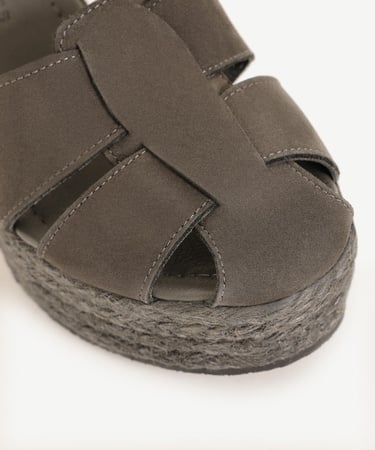  YARGICI Yüksek Tabanlı Deri Espadril