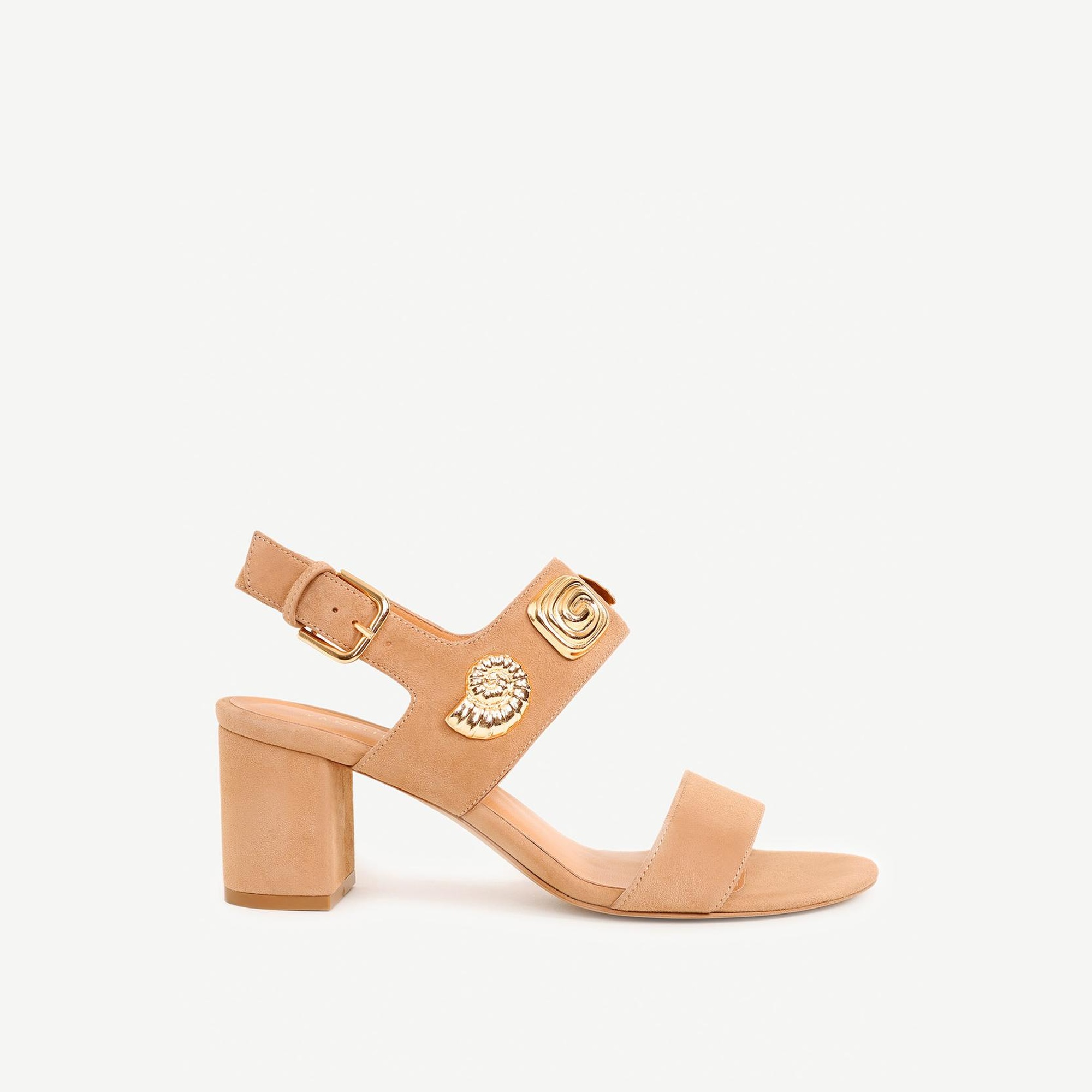 YARGICI Çift Bantlı Aksesuar Detaylı Deri Topuklu Ayakkabı