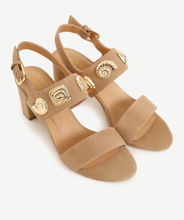  YARGICI Çift Bantlı Aksesuar Detaylı Deri Topuklu Ayakkabı