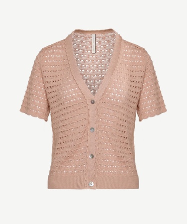  YARGICI V Yaka Jakar Örgülü Kısa Kollu Hırka