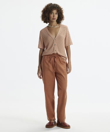  YARGICI V Yaka Jakar Örgülü Kısa Kollu Hırka