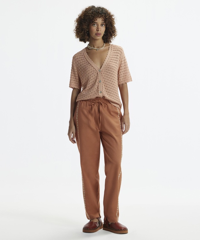  YARGICI V Yaka Jakar Örgülü Kısa Kollu Hırka