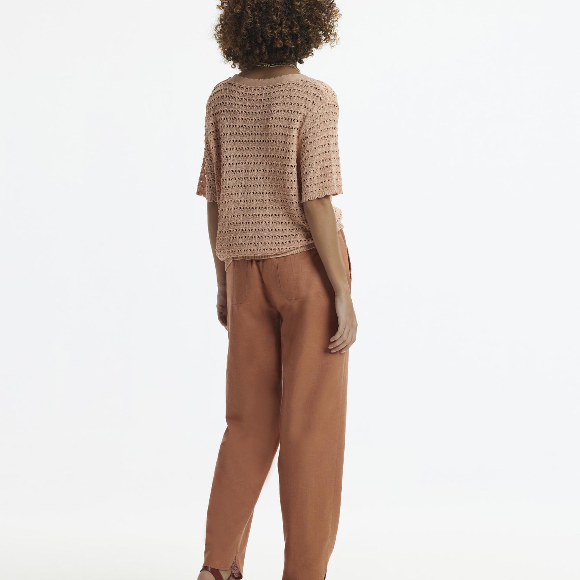 YARGICI V Yaka Jakar Örgülü Kısa Kollu Hırka