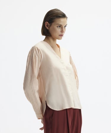  YARGICI Manşeti Bağlamalı V Yaka Uzun Kollu Gömlek