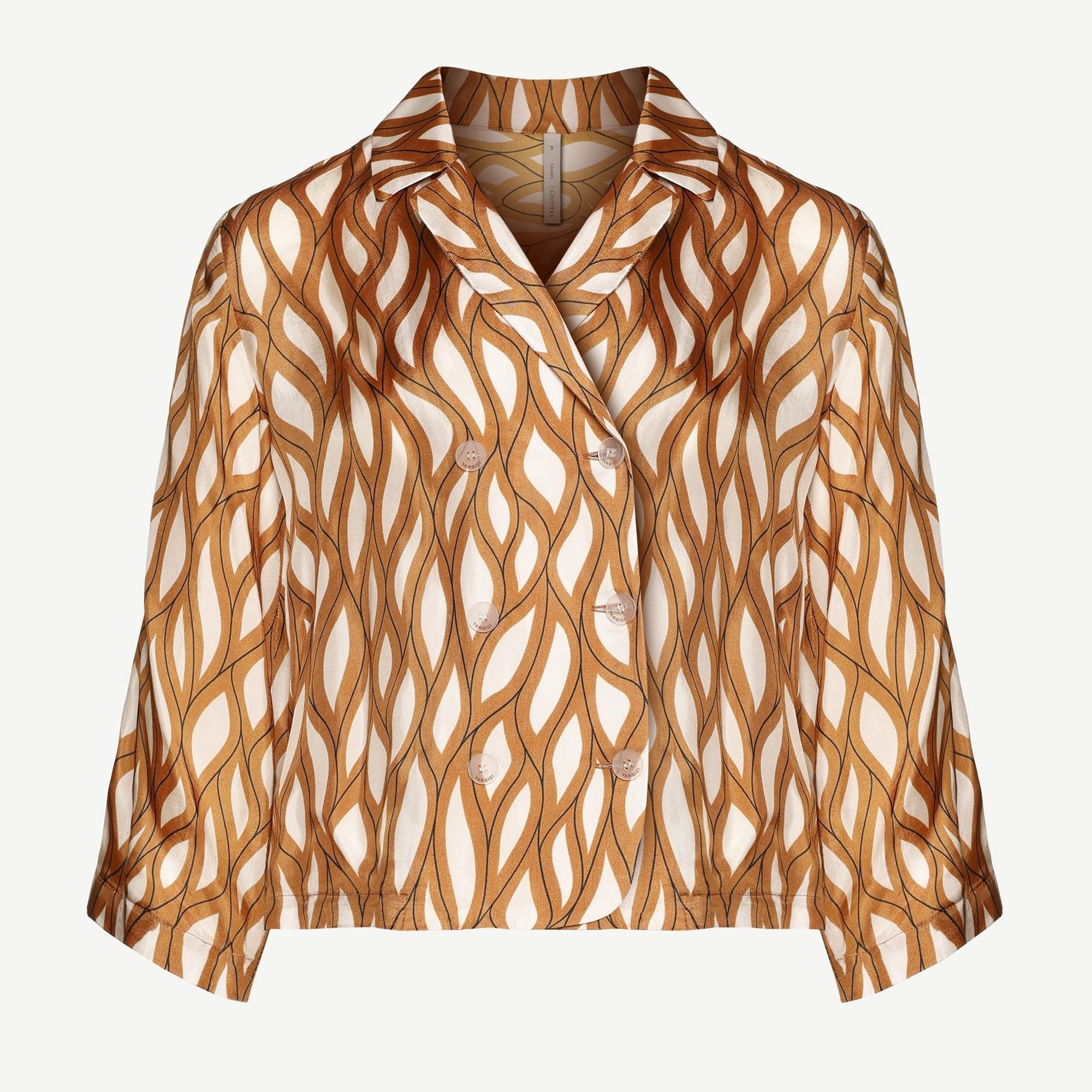 YARGICI Kruvaze Kapamalı Düğme Detaylı Kırlangıç Yaka Gömlek