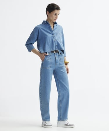  YARGICI Düz Kesim Denim Pantolon