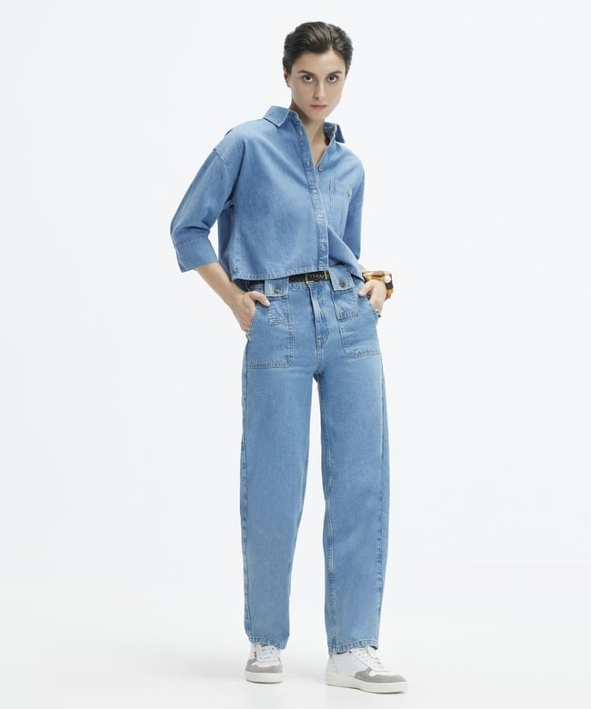  YARGICI Düz Kesim Denim Pantolon