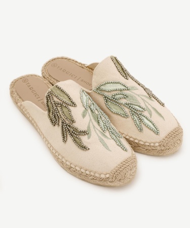  YARGICI Yaprak Desenli Espadril Terlik