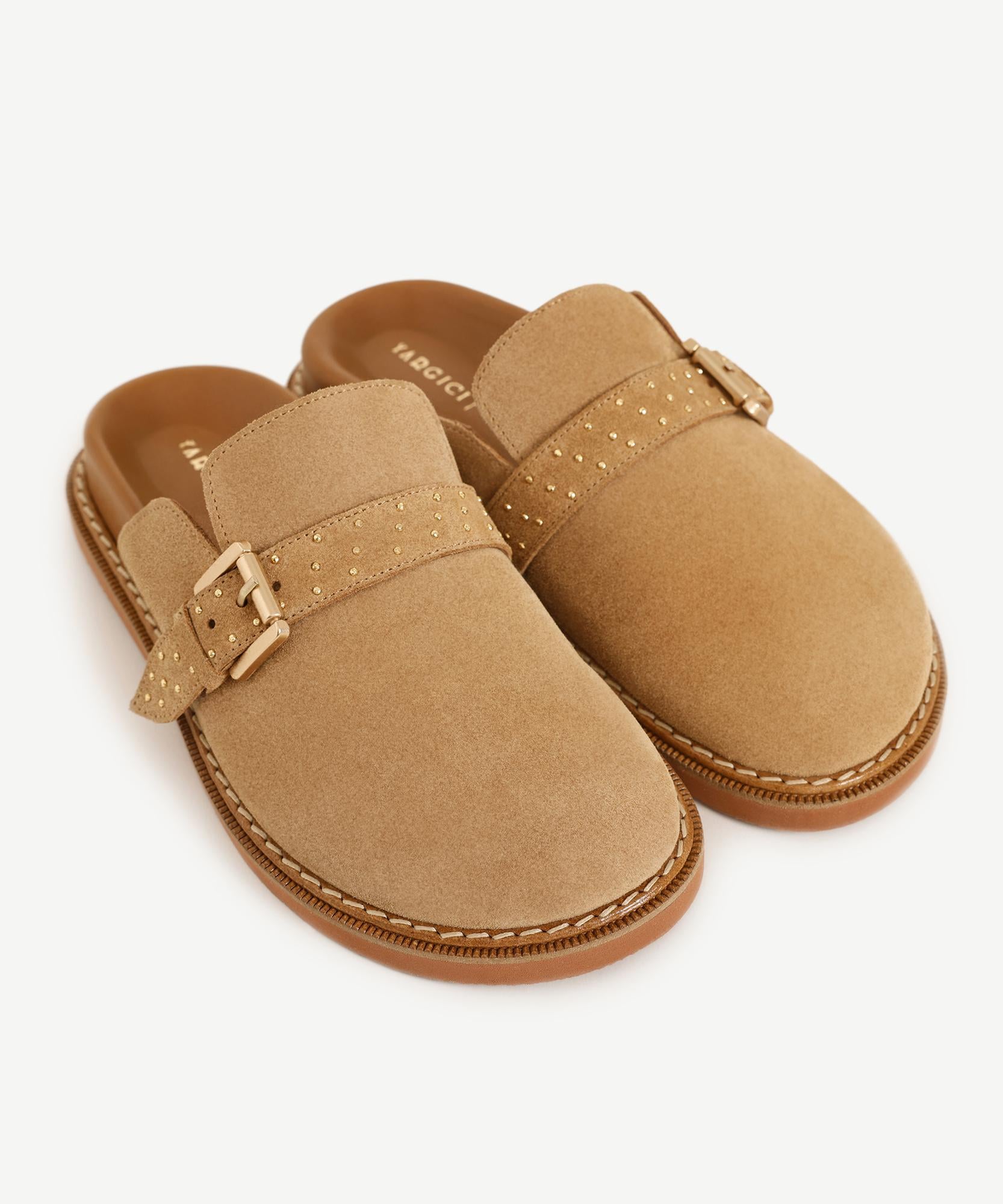 YARGICI Toka Ve Aksesuar Detaylı Önü Kapalı Deri Terlik