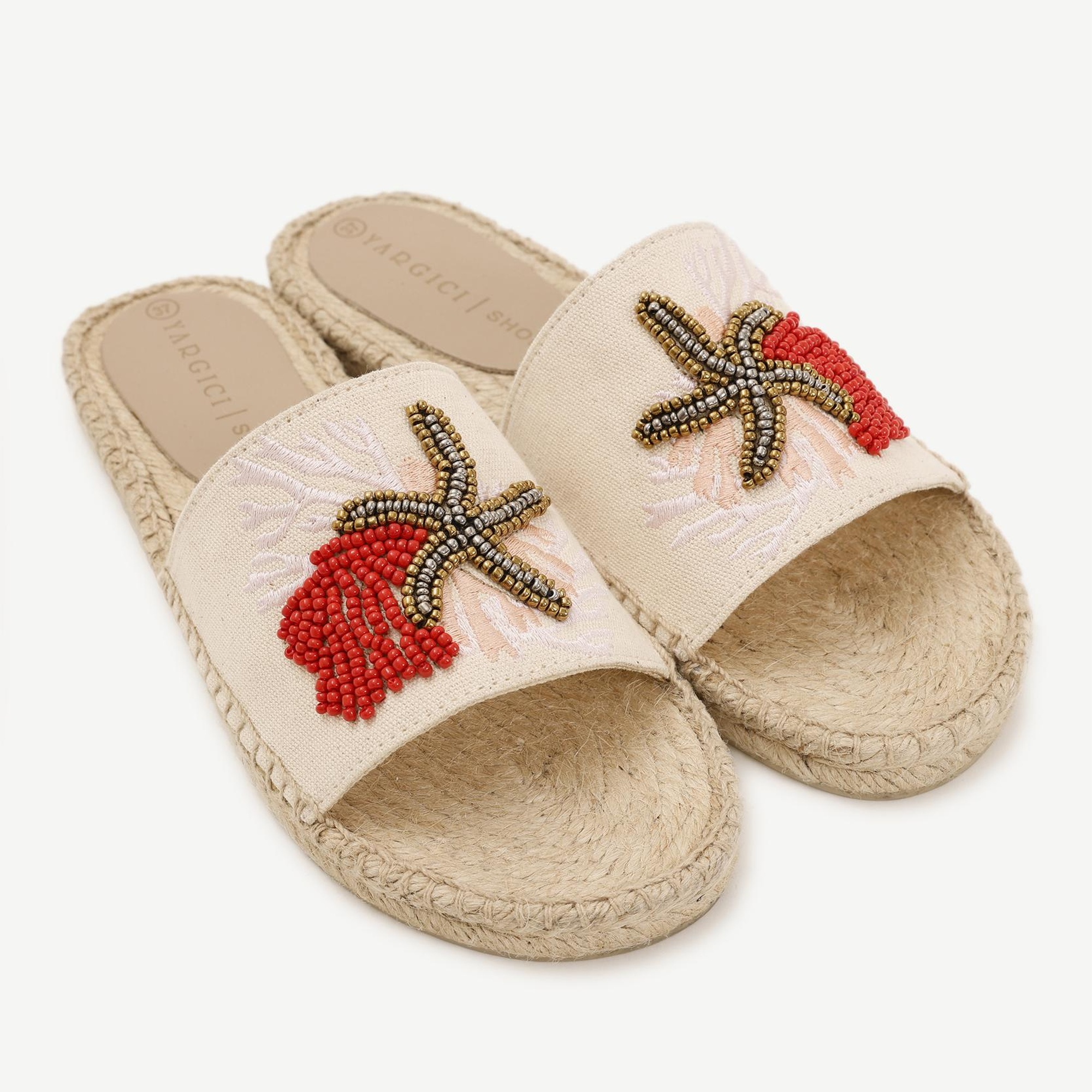 YARGICI Boncuk İşlemeli Espadril Terlik