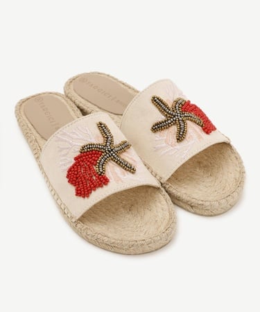  YARGICI Boncuk İşlemeli Espadril Terlik