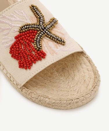  YARGICI Boncuk İşlemeli Espadril Terlik