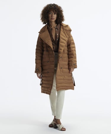  YARGICI Mikrofiber Kapüşonlu Uzun Düğme Ve Cep Detaylı Kemerli Pardösü