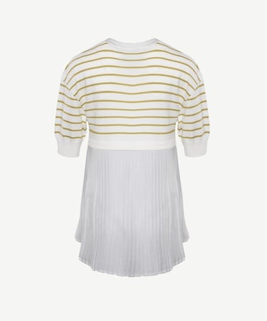  Plise Panelli Kısa Kol Triko