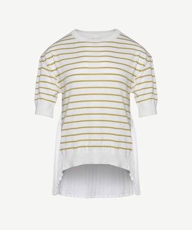  Plise Panelli Kısa Kol Triko