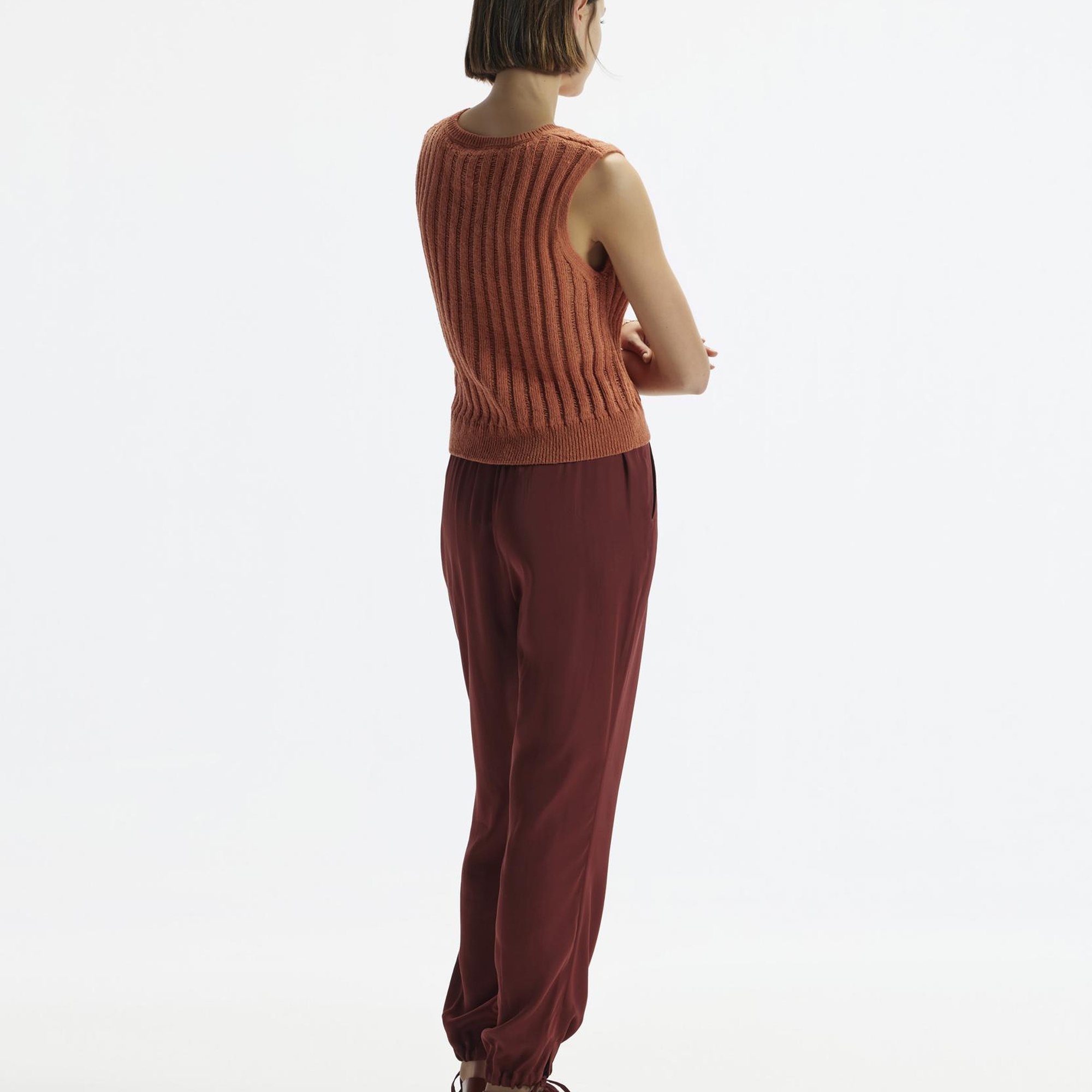 YARGICI Düz Kesim Paçası Bağlı  Pantolon