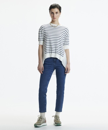  YARGICI Plise Panelli Kısa Kol Triko