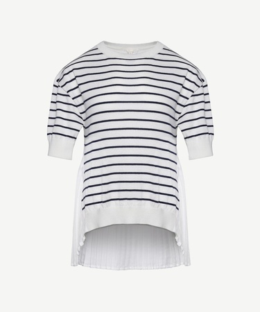  YARGICI Plise Panelli Kısa Kol Triko