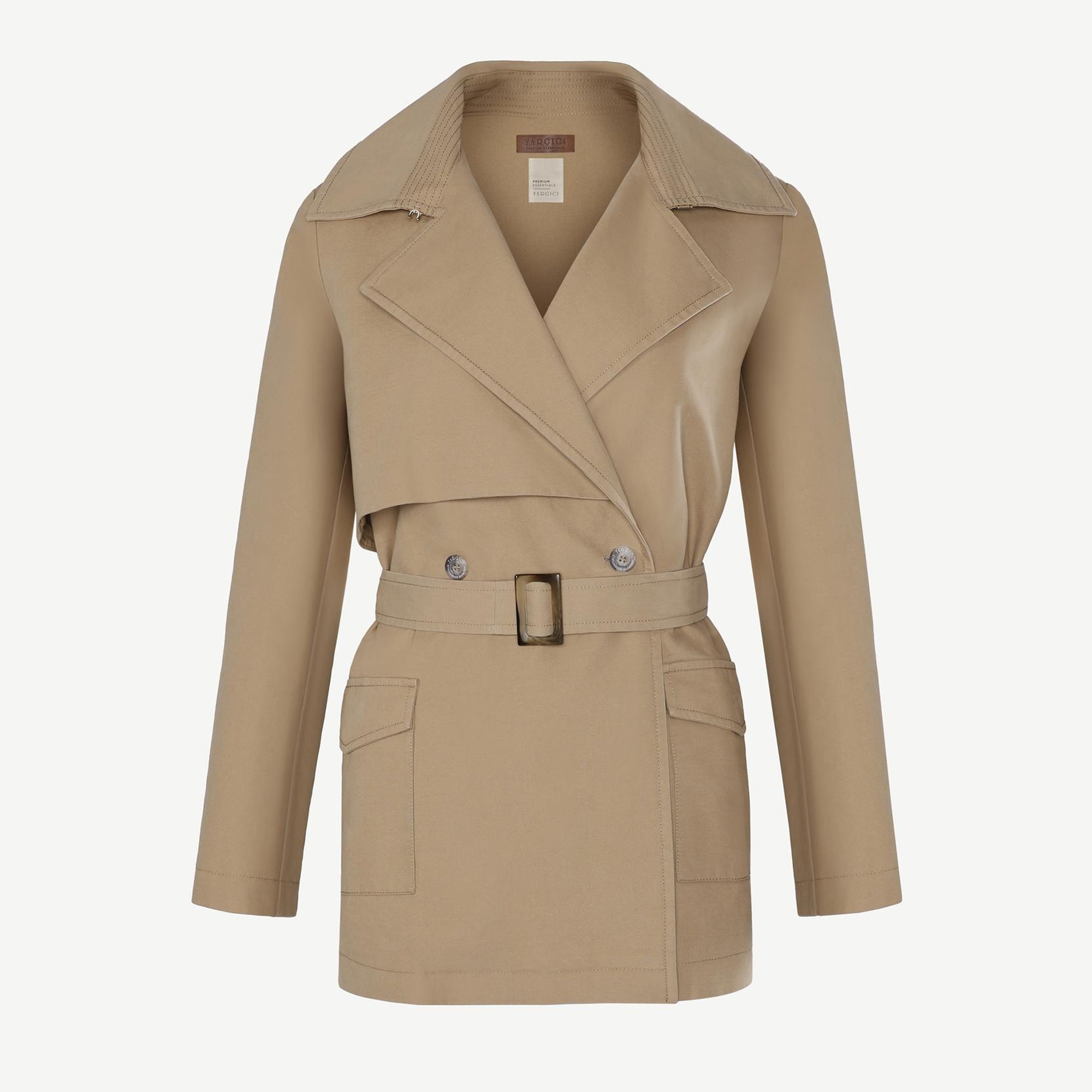 YARGICI Kelebek Yaka Rüzgarlıklı Kısa Pardösü