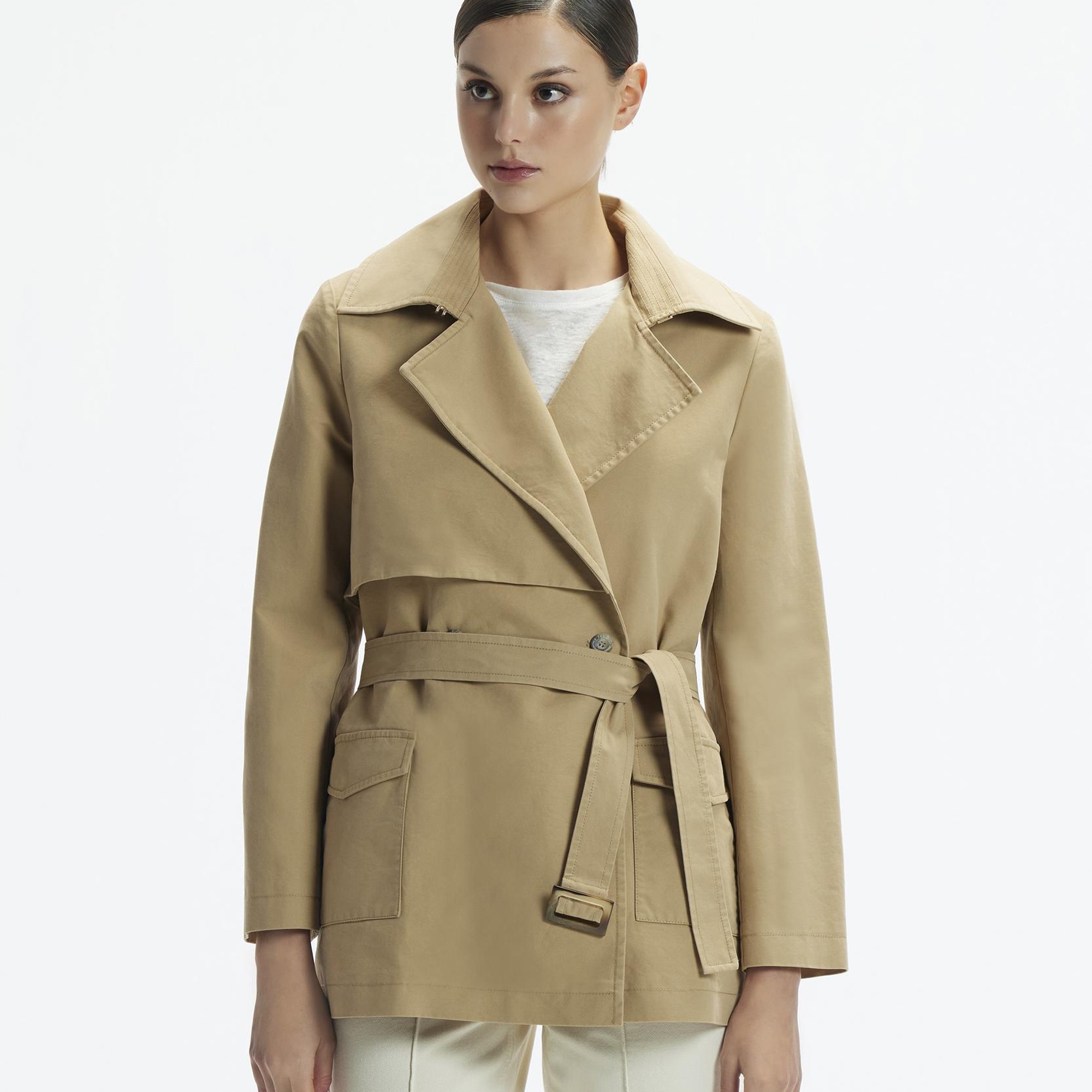 YARGICI Kelebek Yaka Rüzgarlıklı Kısa Pardösü