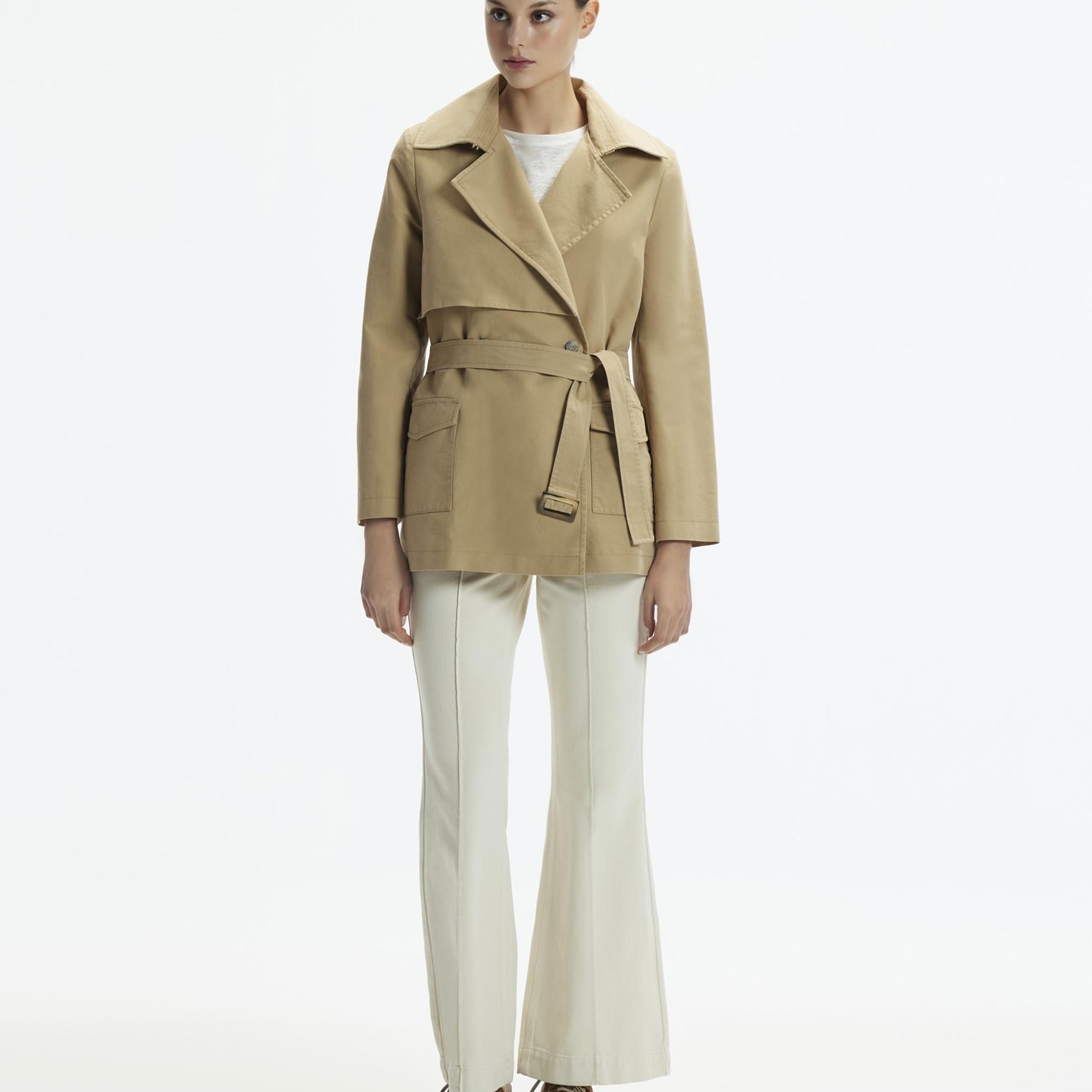 YARGICI Kelebek Yaka Rüzgarlıklı Kısa Pardösü