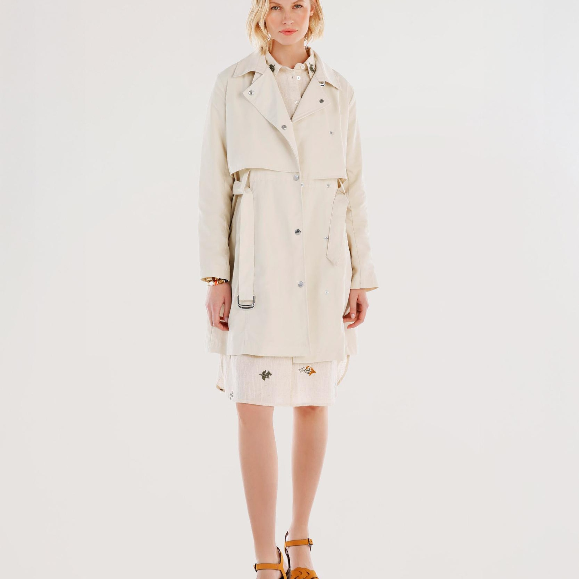 YARGICI Kruvaze Kapamalı Rüzgarlıklı Uzun Pardösü