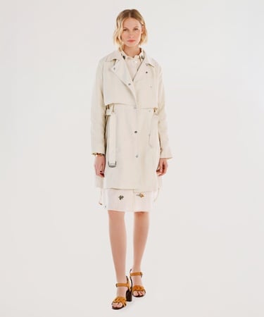  YARGICI Kruvaze Kapamalı Rüzgarlıklı Uzun Pardösü