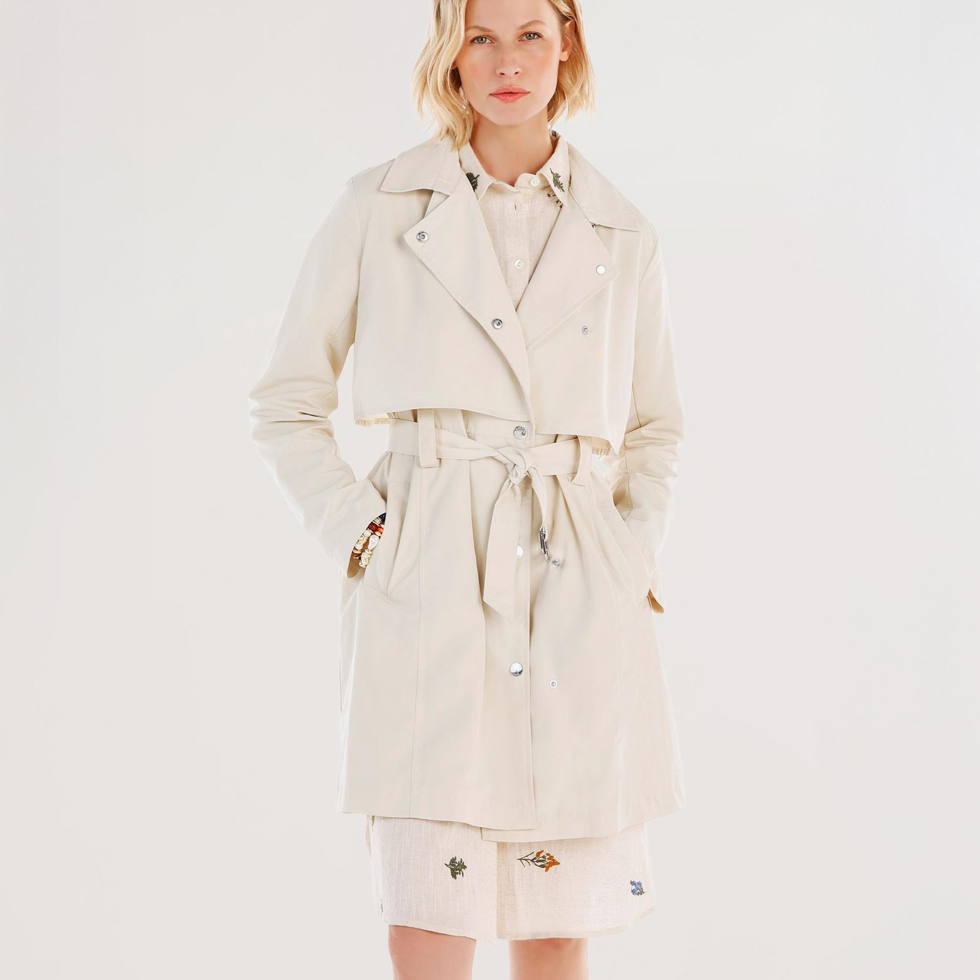 YARGICI Kruvaze Kapamalı Rüzgarlıklı Uzun Pardösü