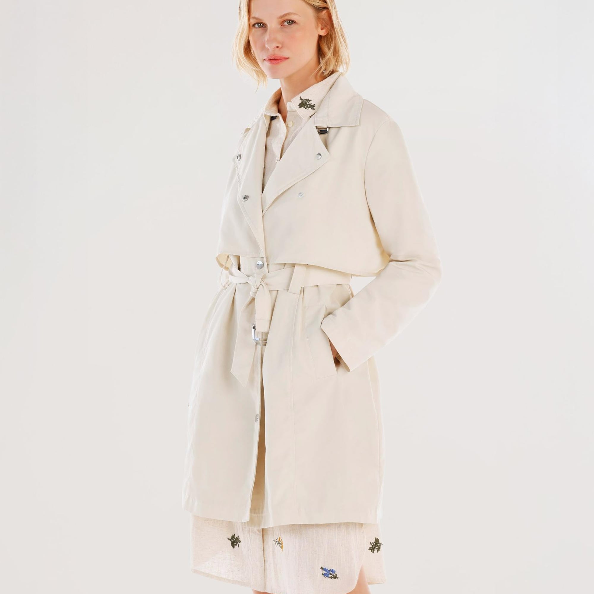 YARGICI Kruvaze Kapamalı Rüzgarlıklı Uzun Pardösü