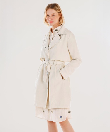  YARGICI Kruvaze Kapamalı Rüzgarlıklı Uzun Pardösü