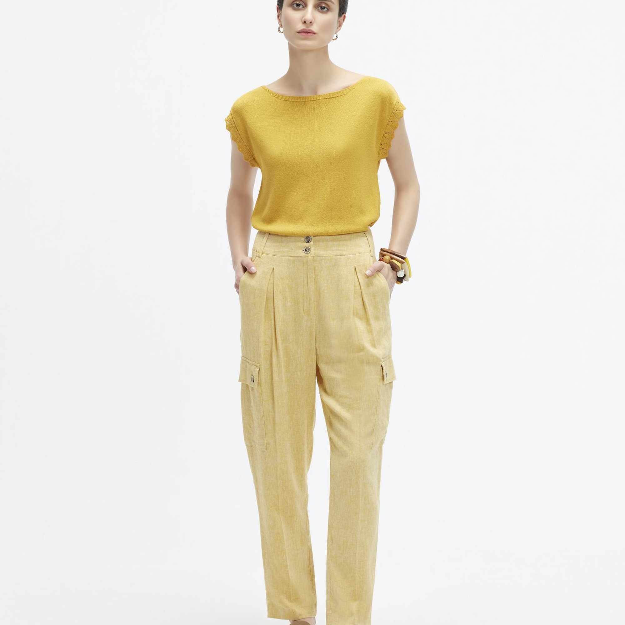 YARGICI Düz Kesim Kırma Detaylı Kargo Pantolon