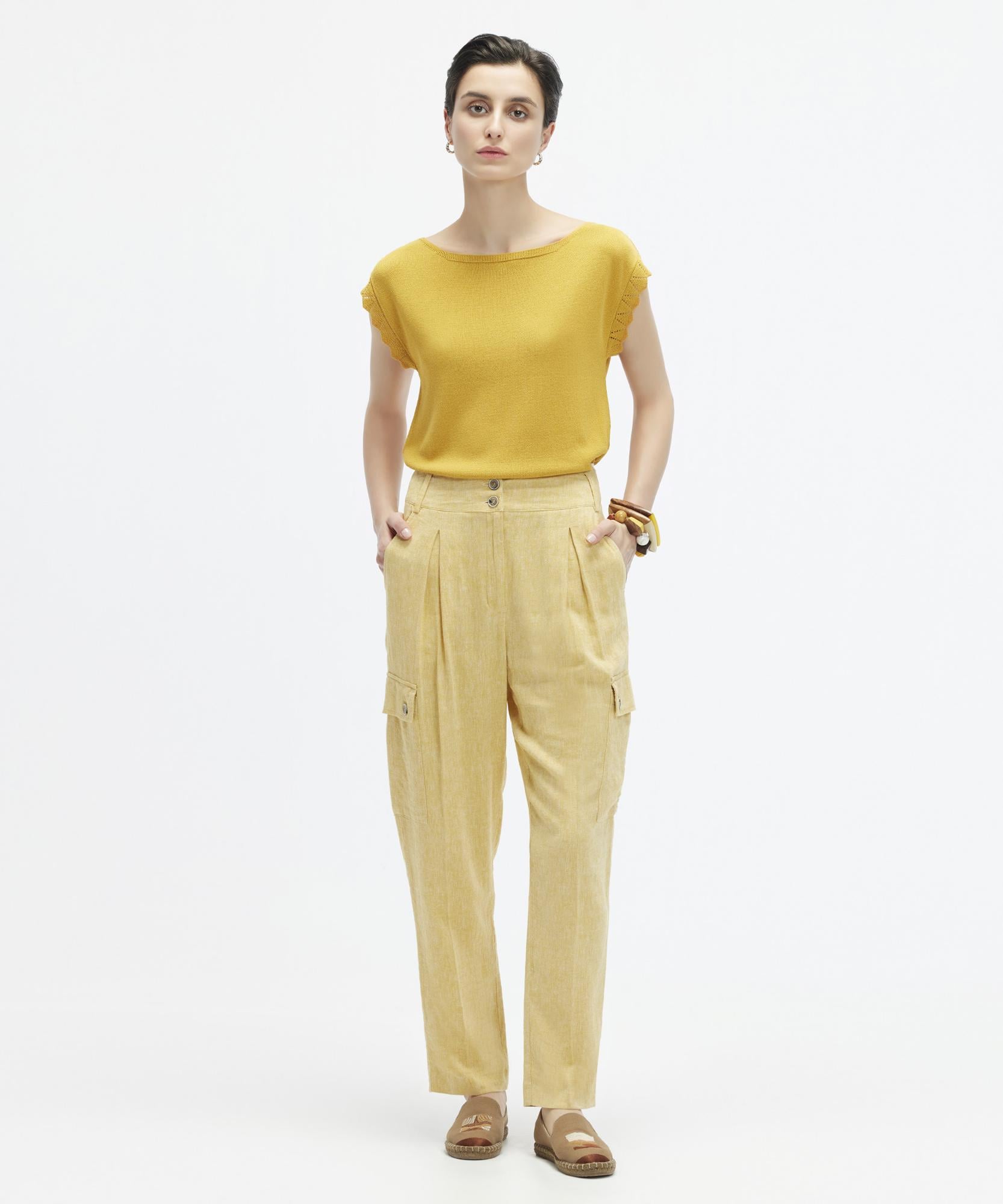  YARGICI Düz Kesim Kırma Detaylı Kargo Pantolon