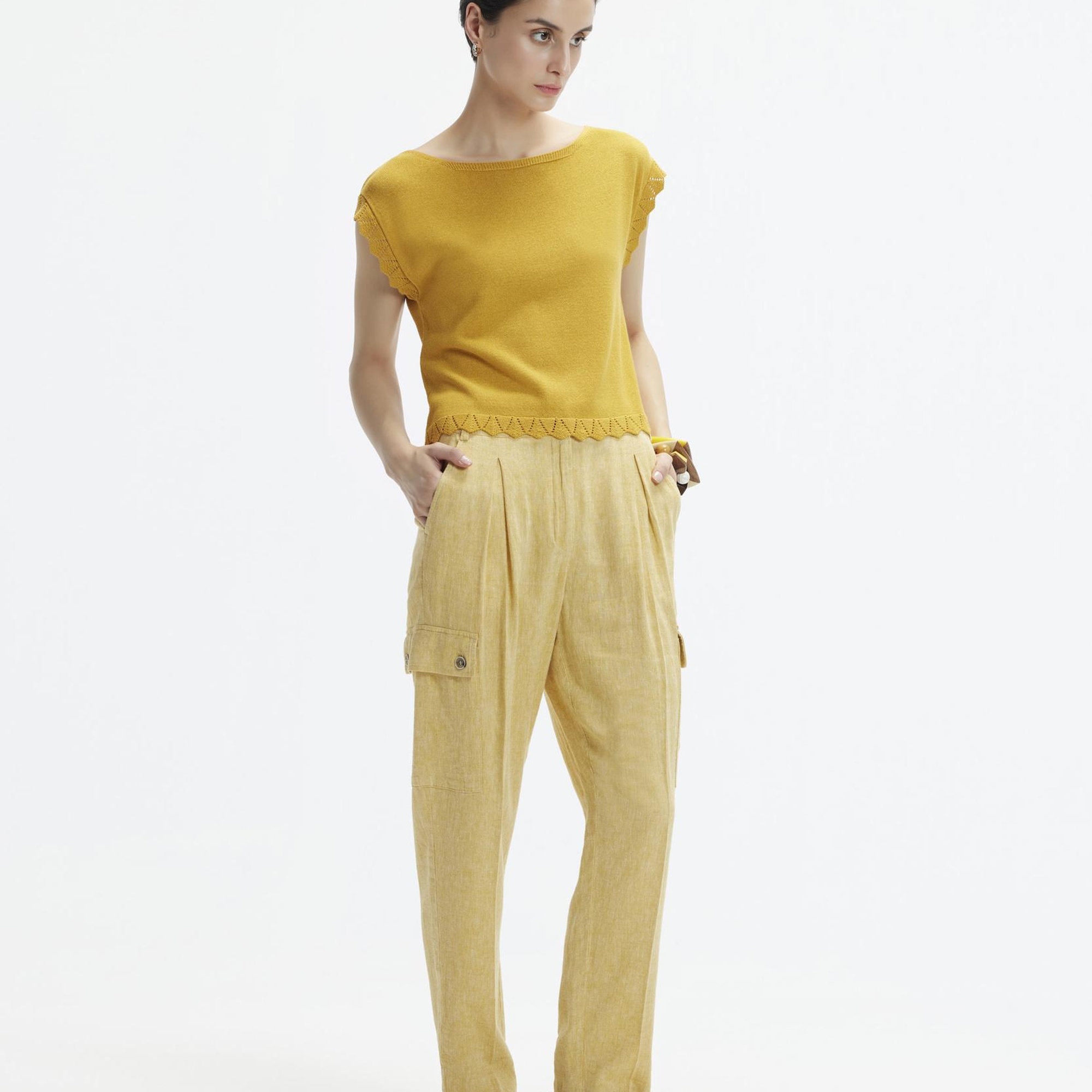 YARGICI Düz Kesim Kırma Detaylı Kargo Pantolon