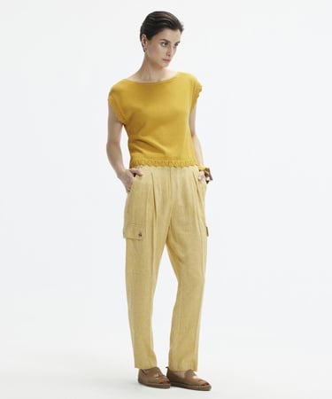  YARGICI Düz Kesim Kırma Detaylı Kargo Pantolon