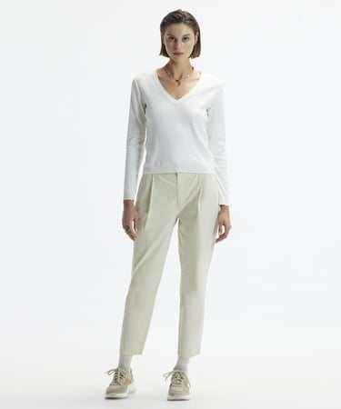  YARGICI Düz Kesim Kalın Kemerli Pensli Pantolon