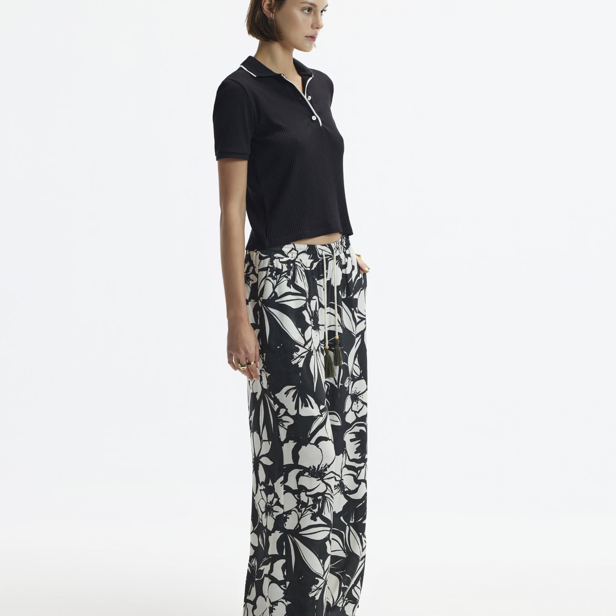 YARGICI Kordon Detaylı Bol Kesim Beli Lastikli Pantolon