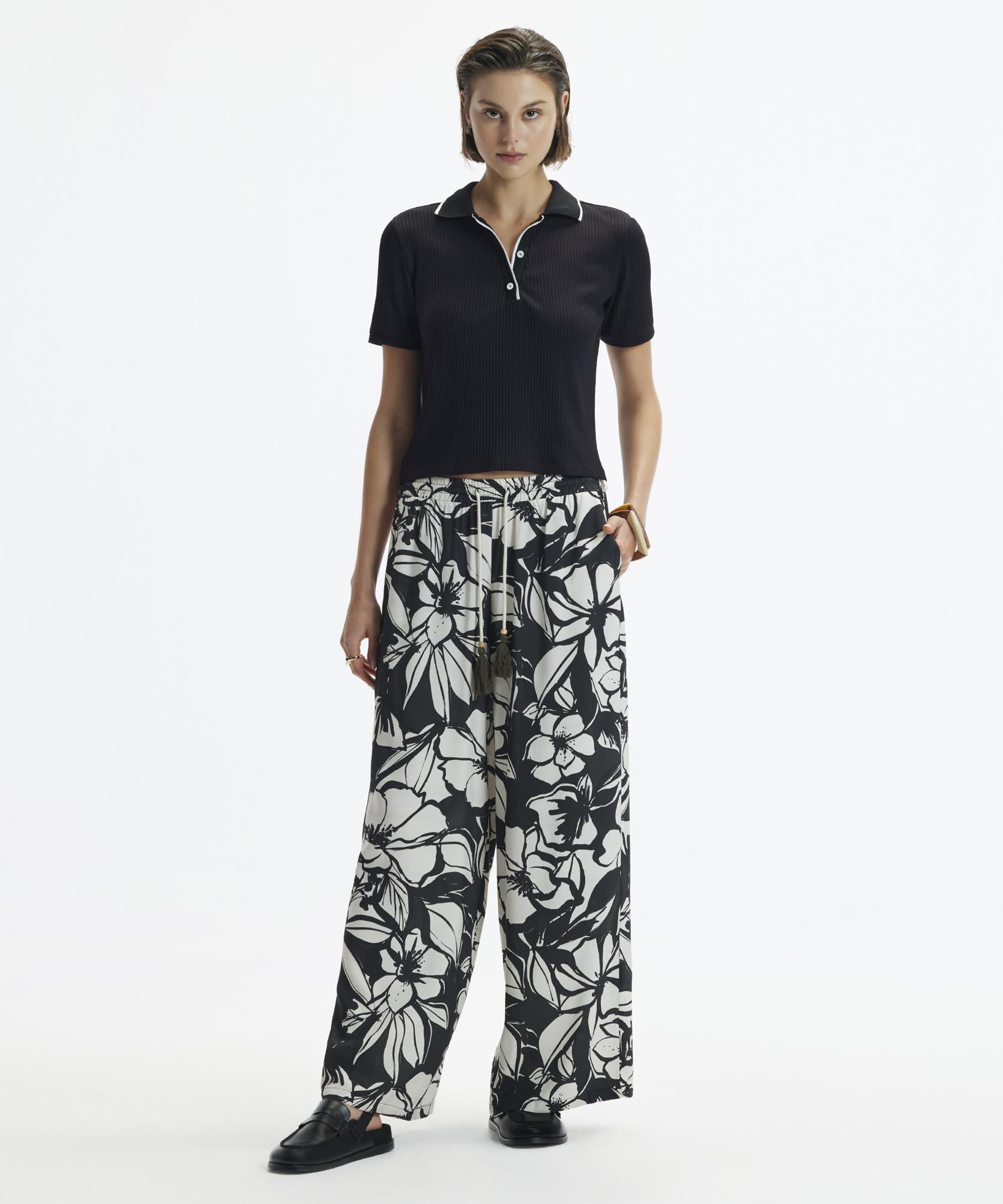  YARGICI Kordon Detaylı Bol Kesim Beli Lastikli Pantolon