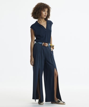  YARGICI Önü Yırtmaçlı Bol Kesim Pantolon