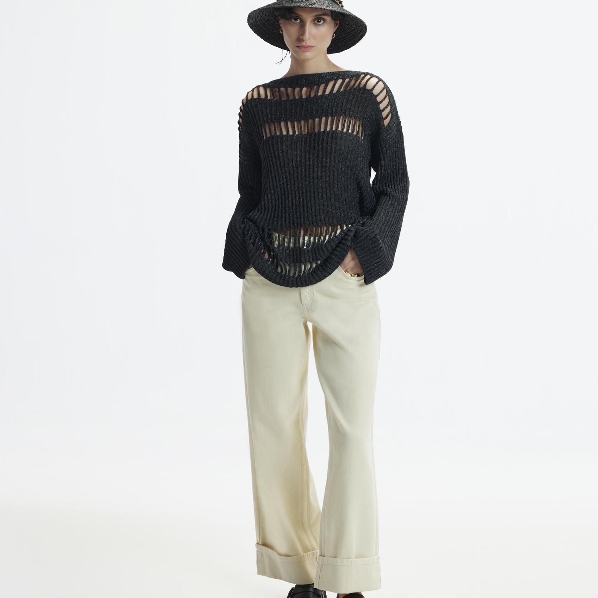 YARGICI Kıvrık Paçalı Rahat Kesim Denim Pantolon